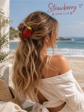 Strawberry Hair Clip | Cute Y2K Fruit Claw Clip Summer Aesthetic Red Statement